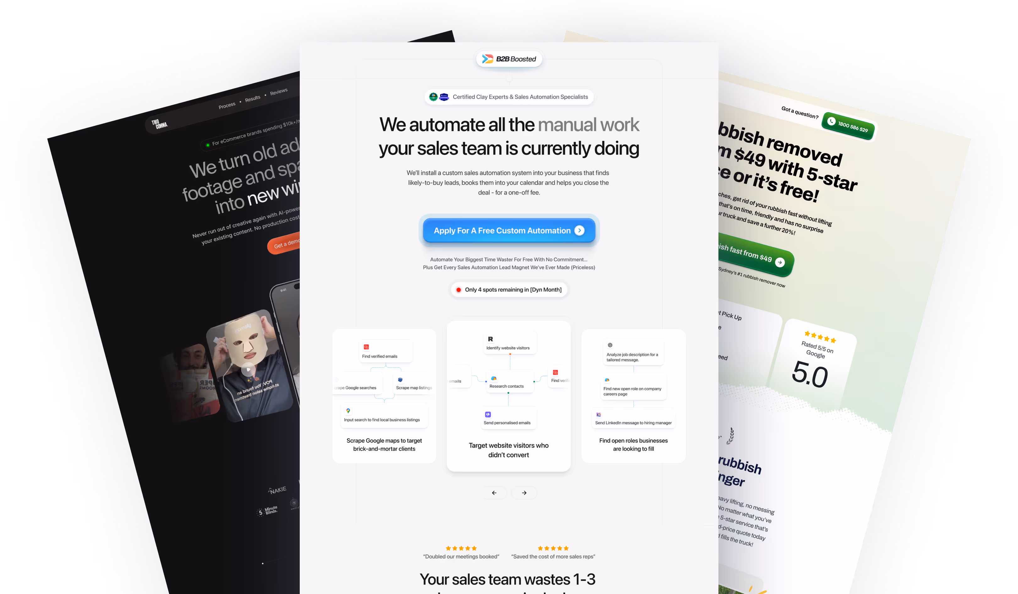 Marketing webpage offering landing page design services, with a prominent conversion-focused layout and analytics.
