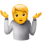 Emoji of a person shrugging with raised shoulders and hands turned upward.